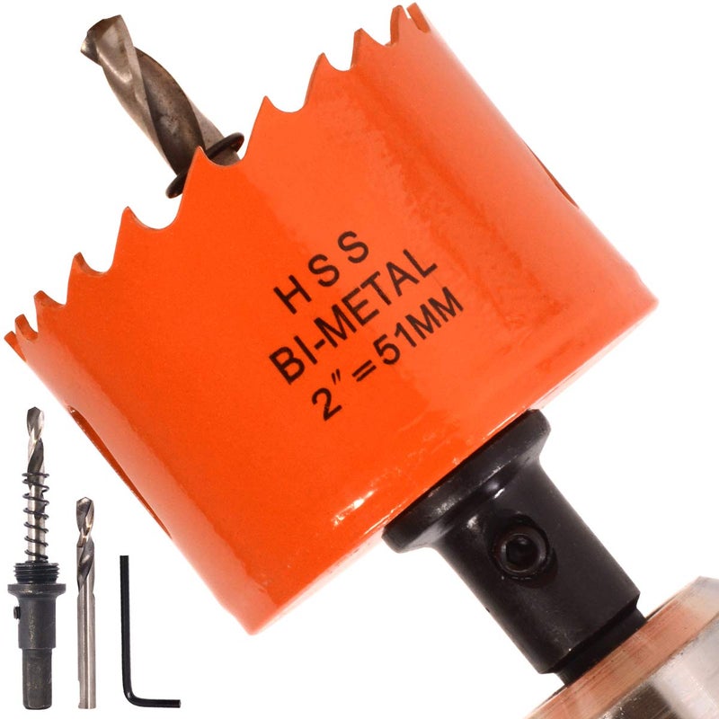 Koopi 2 Inch BI-Metal Hole Saw with Arbor and Replacement Pilot Drill Bit  51mm Dia Hole Cutter for Easily Drilling Wood  Plastic  Thin Metal - Image 1